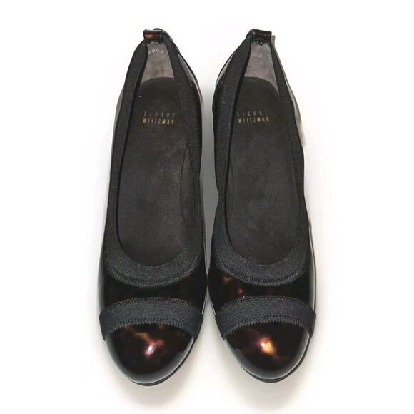 NEW! Stuart Weitzman Easily Elastic Pump Patent Leather Tortoise Shell Toe Sz 8 - Picture 3 of 9